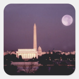 Washington-Monument, die Hauptstadt und Jefferson Quadratischer Aufkleber
