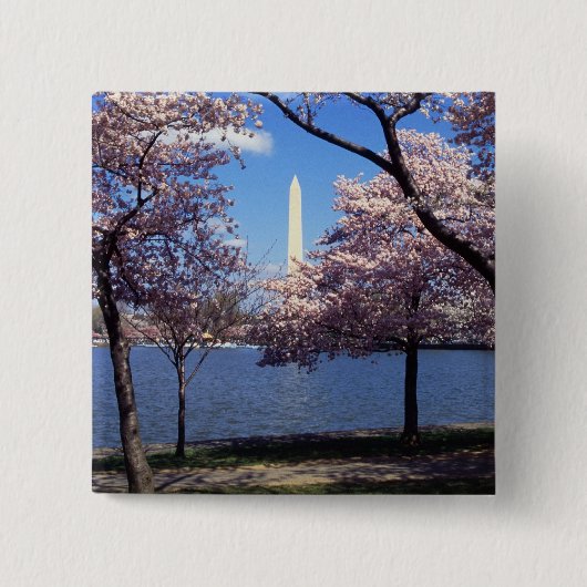 Washington-Monument durch Kirschblüten Button (Vorderseite)