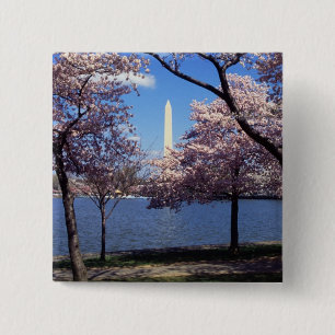 Washington-Monument durch Kirschblüten Button