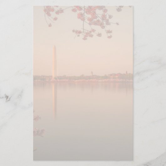 Washington-Monument Kirschblüte am Sonnenuntergang Briefpapier (Vorderseite)