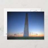 Washington Monument mit Orange Sunset Postkarte (Vorne/Hinten)