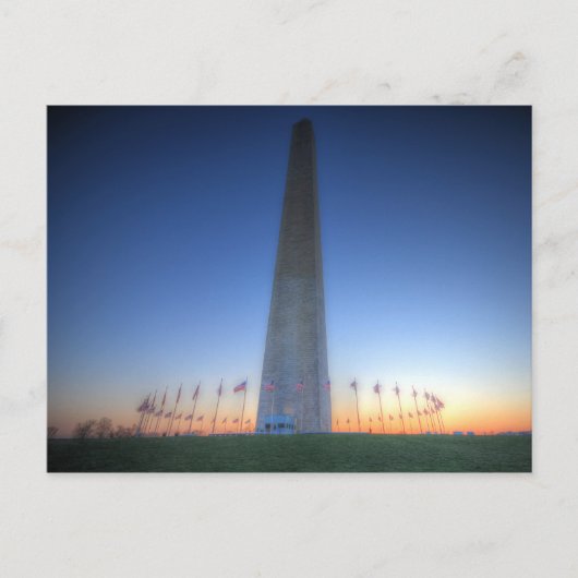 Washington Monument mit Orange Sunset Postkarte (Vorderseite)