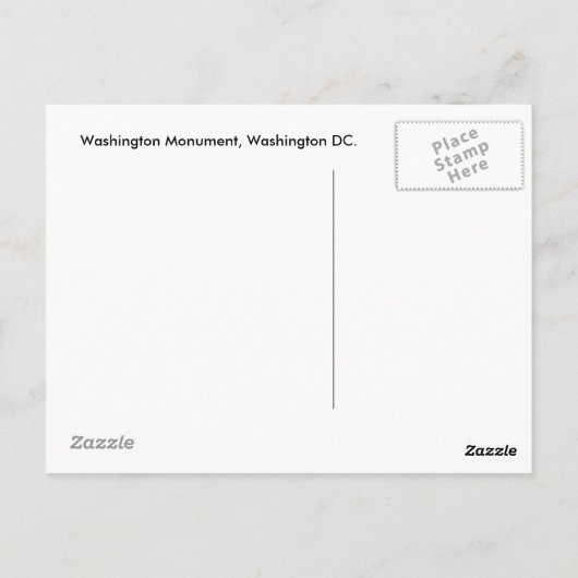 Washington Monument Postcard Postkarte (Rückseite)