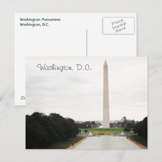 Washington Monument Postkarte (Vorne/Hinten)