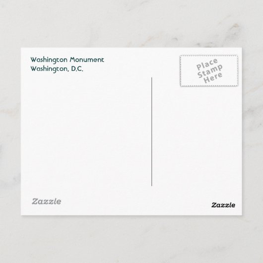 Washington Monument Postkarte (Rückseite)