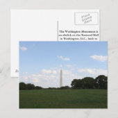 Washington Monument Postkarte (Vorne/Hinten)