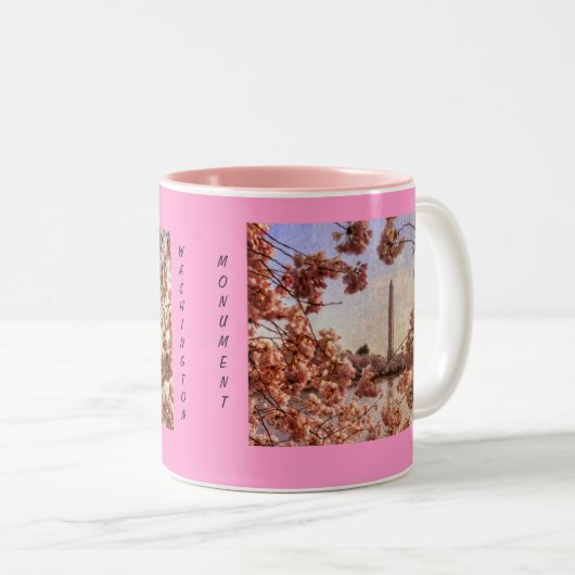 Washington-Monument-und Kirschblüten-Tasse Zweifarbige Tasse (VorderseiteRechts)