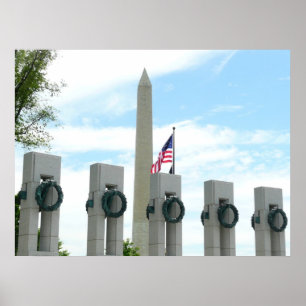 Washington Monument und WWII-Denkmal in DC Poster