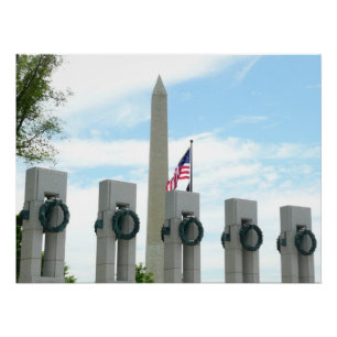 Washington Monument und WWII-Denkmal in DC Poster