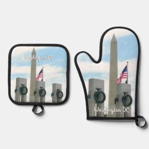 Washington Monument und WWII Memorial in DC Ofenhandschuh & Topflappen-Set