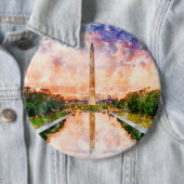 Washington Monument Wasserfarbe bei Sonnenuntergan Button (Beispiel)