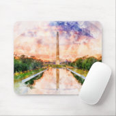 Washington Monument Wasserfarbe bei Sonnenuntergan Mousepad (Mit Mouse)