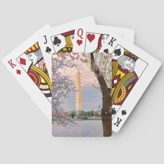 Washington Monument with Cherry Blossoms Spielkarten (Rückseite)