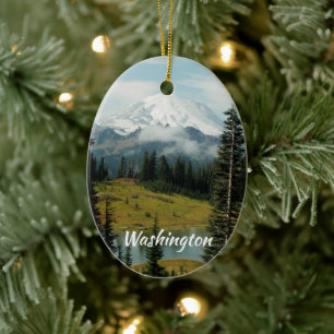 Washington Mount Rainier Holiday Keramik Ornament