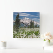 Washington, Mount Rainier Nationalpark 1 Quadratische Wanduhr (Zuhause)