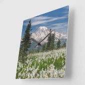 Washington, Mount Rainier Nationalpark 1 Quadratische Wanduhr (Winkel)