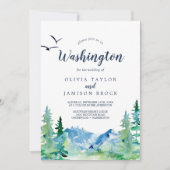 Washington Mountain Hochzeit in Urlaubsort Einladung (Vorderseite)
