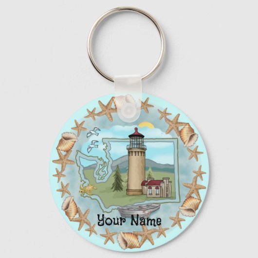 Washington Muscheln Lighthouse Schlüsselanhänger (Vorderseite)