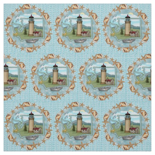 Washington Muscheln Lighthouse Stoff (Muster)
