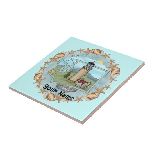 Washington Muscheln Lighthouse Tile Fliese (Seite)