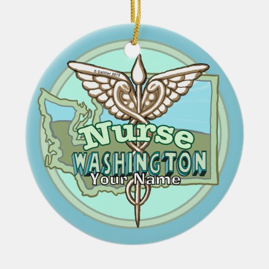 Washington Nurse Caduceus Keramik Ornament (Vorne)