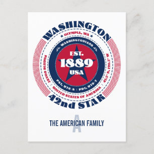 Washington, Olympia, WA, Patriotic, Monogram Postkarte
