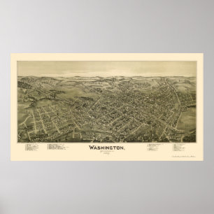 Washington, PA Panorama-Map - 1897 Poster
