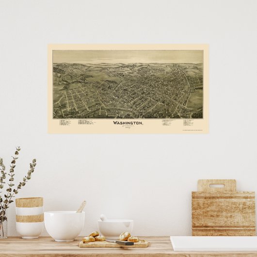 Washington, PA Panoramic Map - 1897 Poster (Küche)