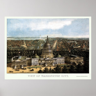 Washington, panoramische Karte DCs - 1871 Poster