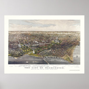 Washington, panoramische Karte DCs - 1880 Poster