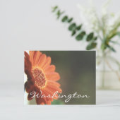 Washington Postcard Orange Blume Template Postkarte (Stehend Vorderseite)