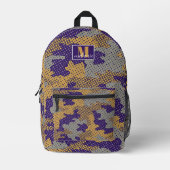 Washington Purple & Gold Camo Printed Bedruckter Rucksack (Vorderseite)