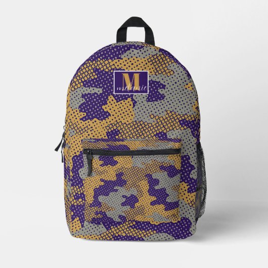 Washington Purple & Gold Camo Printed Bedruckter Rucksack (Vorderseite)
