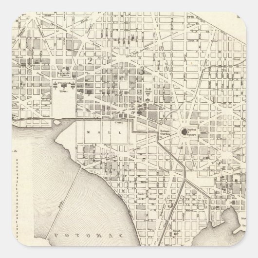 Washington Quadratischer Aufkleber (Vorderseite)