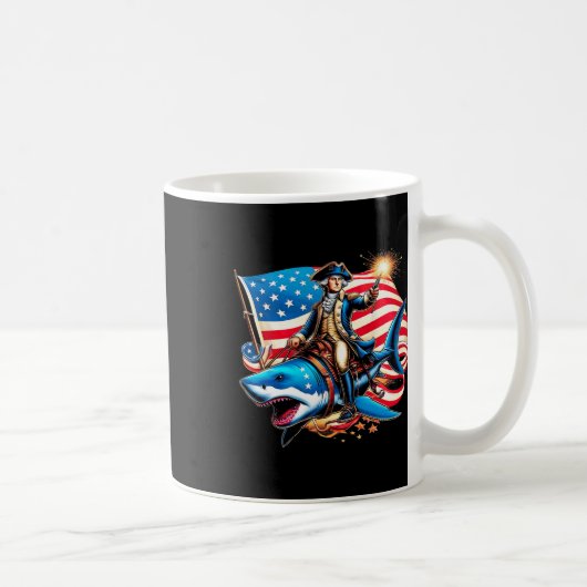 Washington Riding Shark Funny 4. Juli American Fl Kaffeetasse (Rechts)