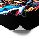 Washington Riding Shark Funny 4. Juli American Fl Poster (Ecke)