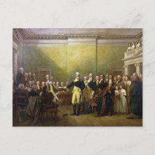 Washington Rücktritt seiner Kommission John Trumbu Postkarte