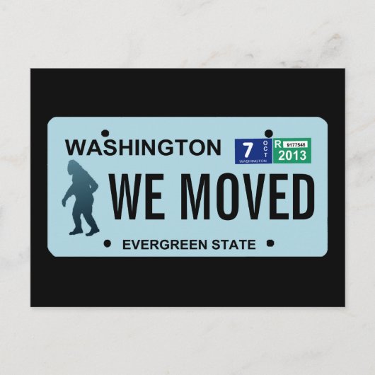 Washington Sasquatch License Plate Ankündigungspostkarte (Vorderseite)