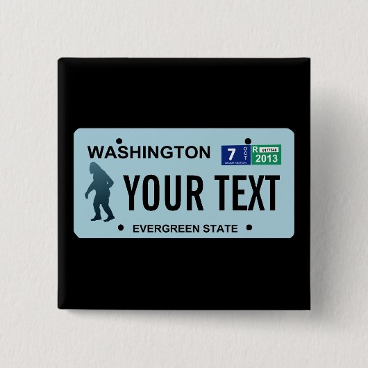 Washington Sasquatch License Plate Button (Vorderseite)