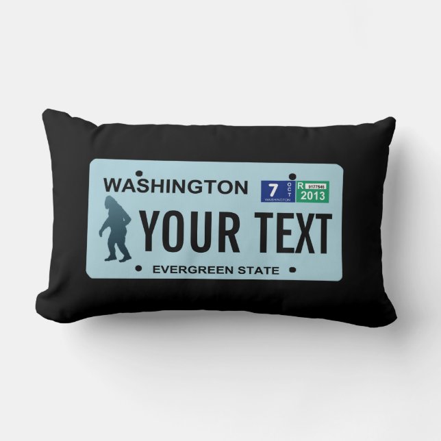 Washington Sasquatch License Plate Lendenkissen (Vorderseite)