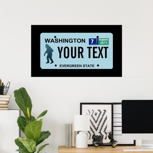 Washington Sasquatch License Plate Poster (Heimbüro)