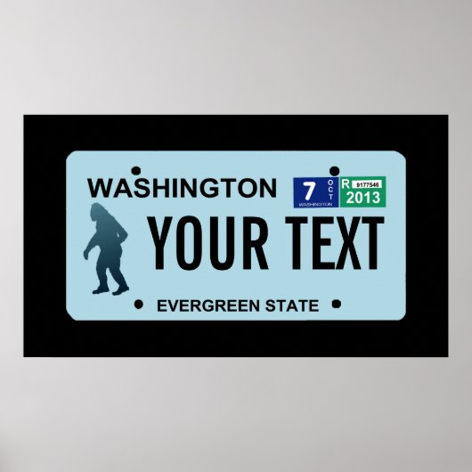 Washington Sasquatch License Plate Poster (Vorne)
