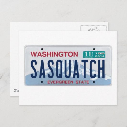 Washington Sasquatch License Plate Postkarte (Vorne/Hinten)