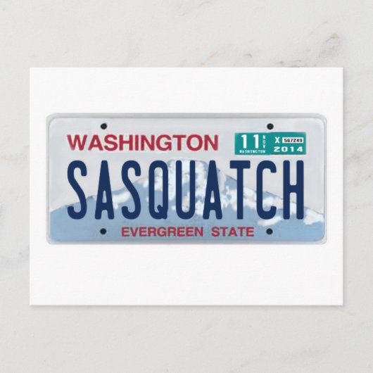 Washington Sasquatch License Plate Postkarte (Vorderseite)
