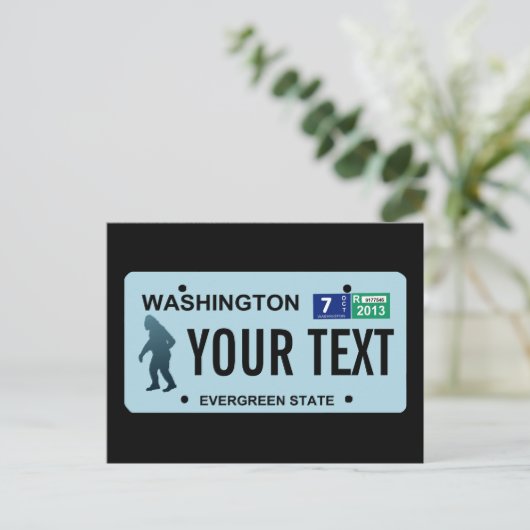 Washington Sasquatch License Plate Postkarte (Stehend Vorderseite)
