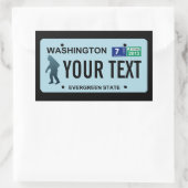 Washington Sasquatch License Plate Rechteckiger Aufkleber (Tasche)
