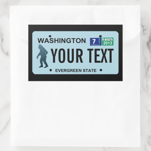 Washington Sasquatch License Plate Rechteckiger Aufkleber (Tasche)