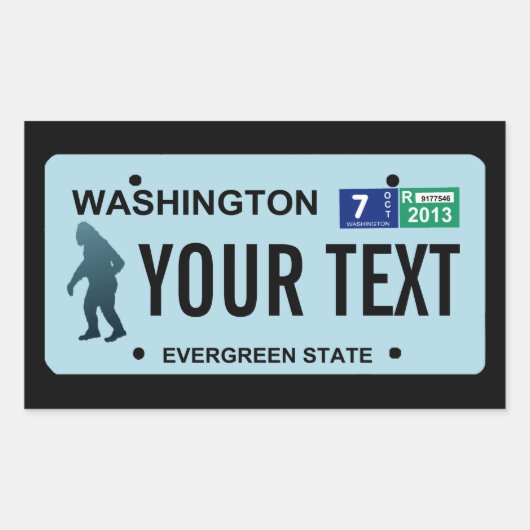 Washington Sasquatch License Plate Rechteckiger Aufkleber (Vorderseite)
