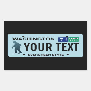 Washington Sasquatch License Plate Rechteckiger Aufkleber