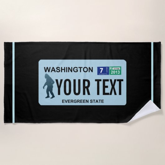 Washington Sasquatch License Plate Strandtuch (Vorderseite)